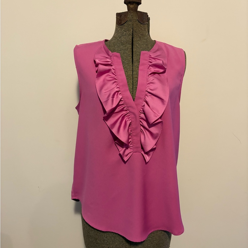 Pink Ruffled Sleeveless Top